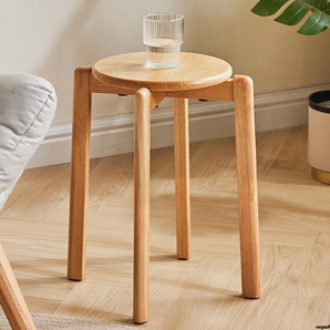 【軽量で持ち運びしやすく、必要な場所にすぐ移動できる】 木製スツール 4脚セット 直径27×高さ45cm スタッキング可能 おしゃれ