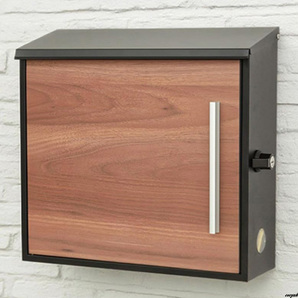 【サビに強い加工で長期間使用可能】 壁掛けポスト 木目調 ダイヤルロック ポスト屋外 A4対応 郵便受け レターパック 防犯ポスト ブラック