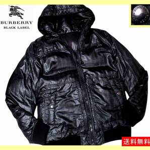 激レア LL 美品 バーバリーブラックレーベル BURBERRY BLACK LABEL ダウンジャケット リバーシブル ノバチェック×ブラック 即決送料無料