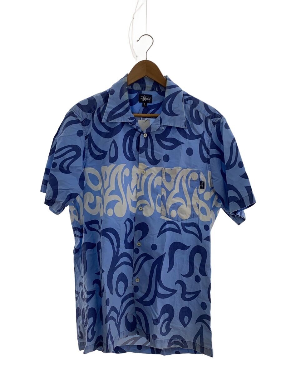 STUSSY◆アロハシャツ/L/コットン/BLU/総柄
