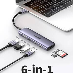 6-in-1 USB-Cハブ HDMI 4K SDTFカードリーダー アルミ