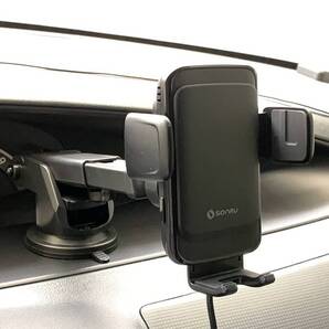 車載ホルダー付き15Wワイヤレス充電器 急速充電対応