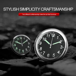自動車用アナログ時計 畜光 ダッシュボード 車載用時計 カークロック 文字盤-黒 フレーム-シルバー ダッシュボード インパネ