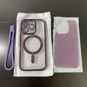 2303067☆ Meifigno 15 Pro と互換性 ケース MagSafe 黄ばみなし 耐衝撃 磁力強い ワイアレス充電 ストラップホール付き Qi充電 (パープル)