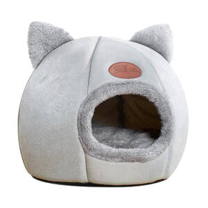 Кошка Кровать Кошачий Дом Животное Спальный Мешок Кошачий Дом Купол Форма Теплый Пушистый Складной Спальный Коврик Крытый Зима Холод Защита Товары Для Животных (L);J1768;.