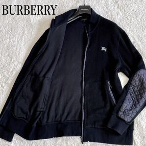 美品 BURBERRY フリースジャケット ホースロゴ 切り替え キルティング トラックジャケット ブルゾン バーバリー