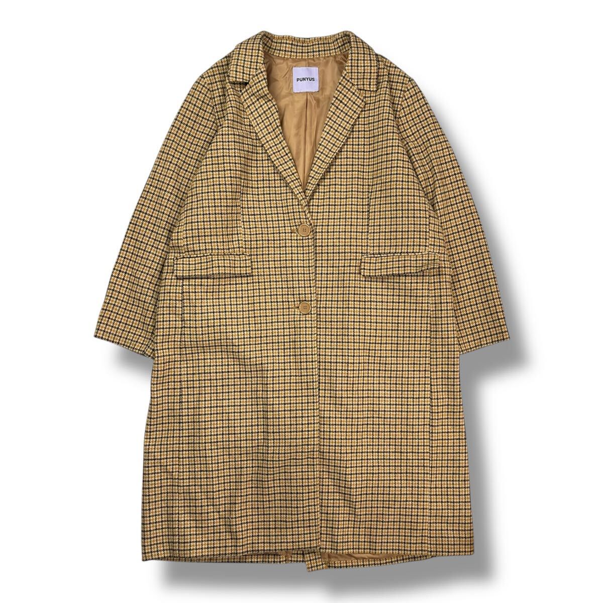 (TK1126)【大きめサイズ】 美品 PUNYUS プニュズ チェスターコート