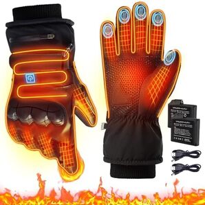 XHP 電熱グローブ バイク用 6000mah大容量バッテリー2個付き 7.4Vオートバイ電熱手袋 10本の指+手の甲発熱 3段階