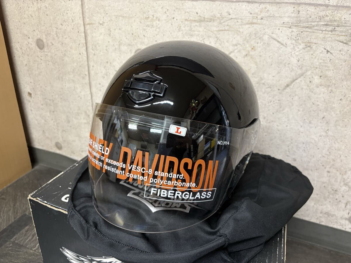 【中古品】ハーレーダビッドソン ブラック ジェットヘルメット L シールド付 中古品】ハーレーダビッドソン ブラック ジェットヘルメット L