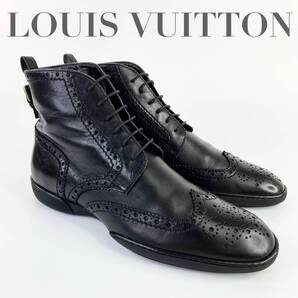 LOUIS VUITTON ルイヴィトン カントリーブーツ ウィングチップ フルブローグ ショートブーツ ブラック 黒 サイズ6 1/2 25.5㎝