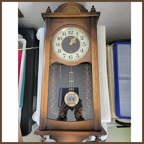 アンティーク 柱時計(ゼンマイ)稼動品 昭和レトロ☆ゼンマイ式掛け時計 アンティーク 振り子時計 古