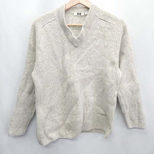 * Uniqlo U длинный рукав вязаный размер S слоновая кость мужской E