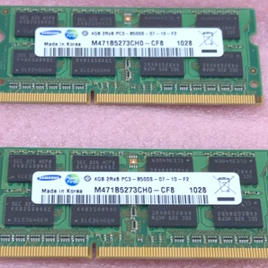 ∠Samsung M471B5273CH0-CF8 2枚セット *PC3-8500S/DDR3-1066 204Pin DDR3 SO-DIMM 8GB(4GB x2) 動作品