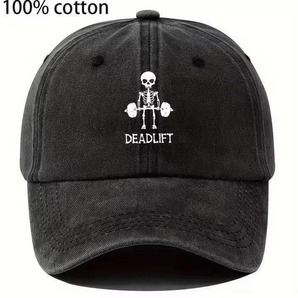 新品 デッドリフト スカル ガイコツ キャップ 野球帽 帽子 コットンキャップ ユニセックス メンズ レディース ジム バーベル アメカジ