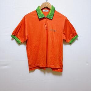 ☆ ステップヘム 半袖 コットン ポロシャツ オレンジ 93EADE