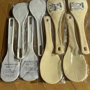 シャモジ 日本製 10号 30センチ エンボス加工飯しゃもじ4本と 抗菌シャモジ 新潟県燕市製造 4本 合計8本