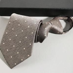 【簡単着用】【ネクタイ】ドット×カーキ ワンタッチ ビジネスネクタイ