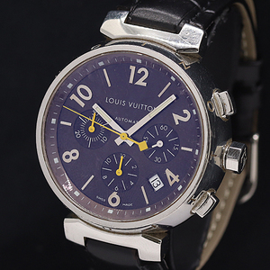1円 稼働 ルイ・ヴィトン タンブール Q1121 CZ1491 クロノグラフ AT/自動巻 ブラウン文字盤 メンズ腕時計 6092900 11TLT MST