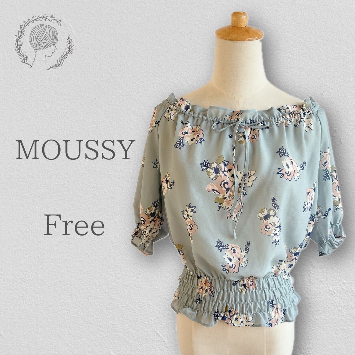 MOUSSY マウジー オフショルダー フラワートップ柄 ５分袖 ブラウス 花柄