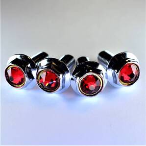 スワロフスキー クリスタル ナンバーボルト ★赤 レッド 4個 軽自動車 スズキ ダイハツ トヨタ 日産 ホンダ マツダ スバル カスタム