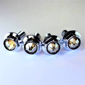 スワロフスキー クリスタル ナンバーボルト ★シャンパン ゴールド 4個 軽自動車 スズキ ダイハツ トヨタ 日産 ホンダ マツダ スバル