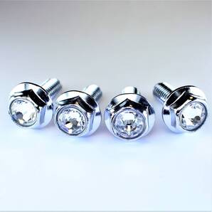 スワロフスキー クリスタル ナンバーボルト ★クリア 4個 軽自動車 スズキ ダイハツ トヨタ 日産 ホンダ マツダ スバル メッキ