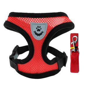 犬用ハーネス Sサイズ 通気性メッシュで負担軽減!リード付きですぐお散歩OK 298