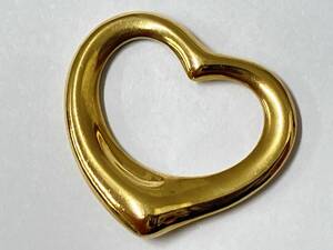 【クリーニング済】Tiffany&Co. 総重量約1.7g K18(750表記)オープンハート デザイン ゴールド トップ ティファニー