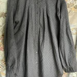 送料無料!美品ノースオブジェクトグレードットふんわりナチュラルブラウスコットンFゆったり大きめ