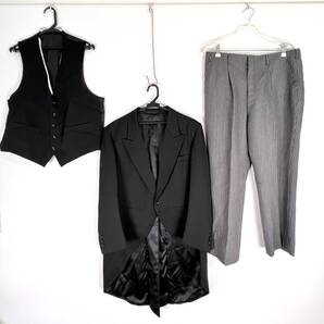 【Miyuki Planza】ミユキプランザ ストライプ モーニングコート 燕尾服 礼服 フォーマルスーツ 3点セット 冠婚葬祭 紳士服 メンズ【c029】