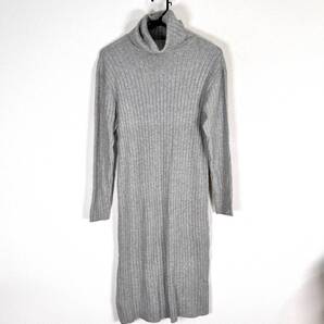 【SENSE OF PLACE】センスオブプレイス グレー系 リブ編み ニットワンピース 長袖 タートルネック レディース フリーサイズ【c035】