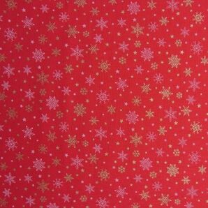 ★Handwork*Fabric♪シーチング♪クリスマス♪スノーフレーク・雪の結晶柄(赤)♪110×30★【NE1899-B】