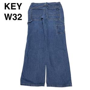 KEY キー w32 l32 デニムペインターパンツ ジーンズ ジーパン Gパン 古着 ブルー カーペンターパンツ 青 ブルー キイ メンズ ボトムス