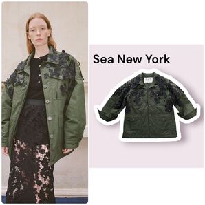 2024AW Sea New York シーニューヨーク ミリタリージャケット タグ付き未使用 XS カーキ 定価128,700円 フラワーパッチ