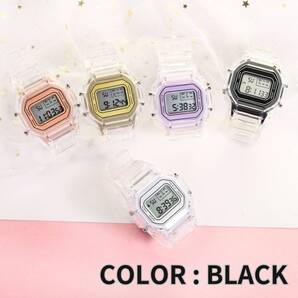 アラーム 黒 デジタル腕時計 クリアバンド 腕時計 防水 デジタル メンズ レディース