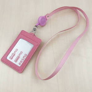 カードケース 伸縮リール付き パスケース 定期入れ ピンク クリア窓付き 社員証 IC ID セキュリティ