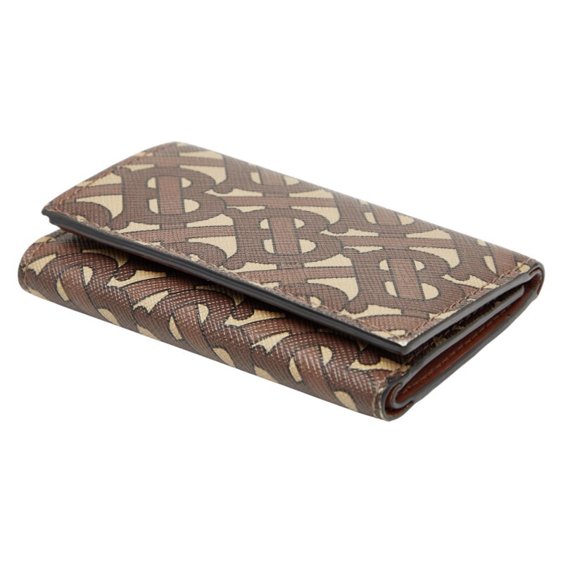 バーバリー TBモノグラム 三つ折り財布 ブラウン マルチカラー PVC レザー レディース BURBERRY 【中古】_サムネイル画像4
