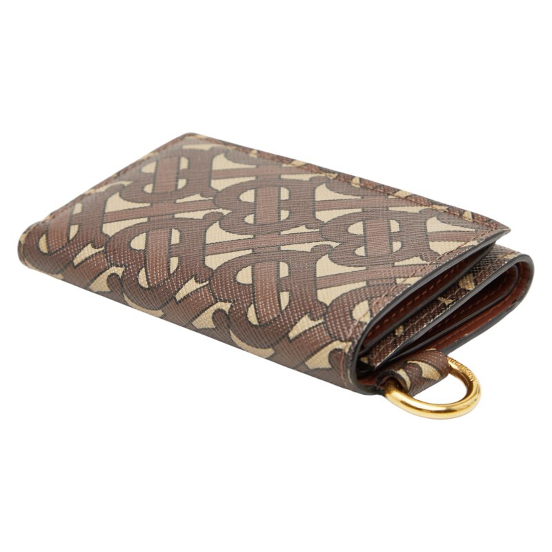 バーバリー TBモノグラム 三つ折り財布 ブラウン マルチカラー PVC レザー レディース BURBERRY 【中古】_サムネイル画像5