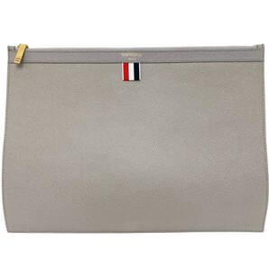 トムブラウン THOM BROWNE クラッチバッグ レザー グレー