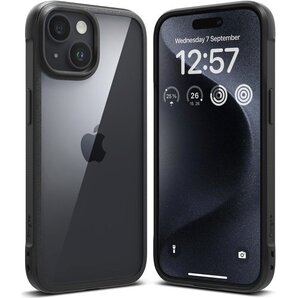 Ringke iPhone 15 Plus ケース F フォン15 プラス ストラップホールあり - Black 1062