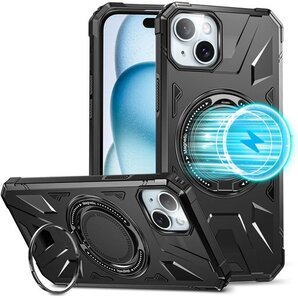 iPhone 15 と互換性のある ケース用 ワイアレ カバー レディース メンズ 6.1インチ 黒 ブラック 1435