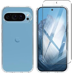 Google Pixel 9 フィルム+ Google ー 滑り止め 着脱簡単 1枚ガラスフィルム+ 1枚ケース 1697