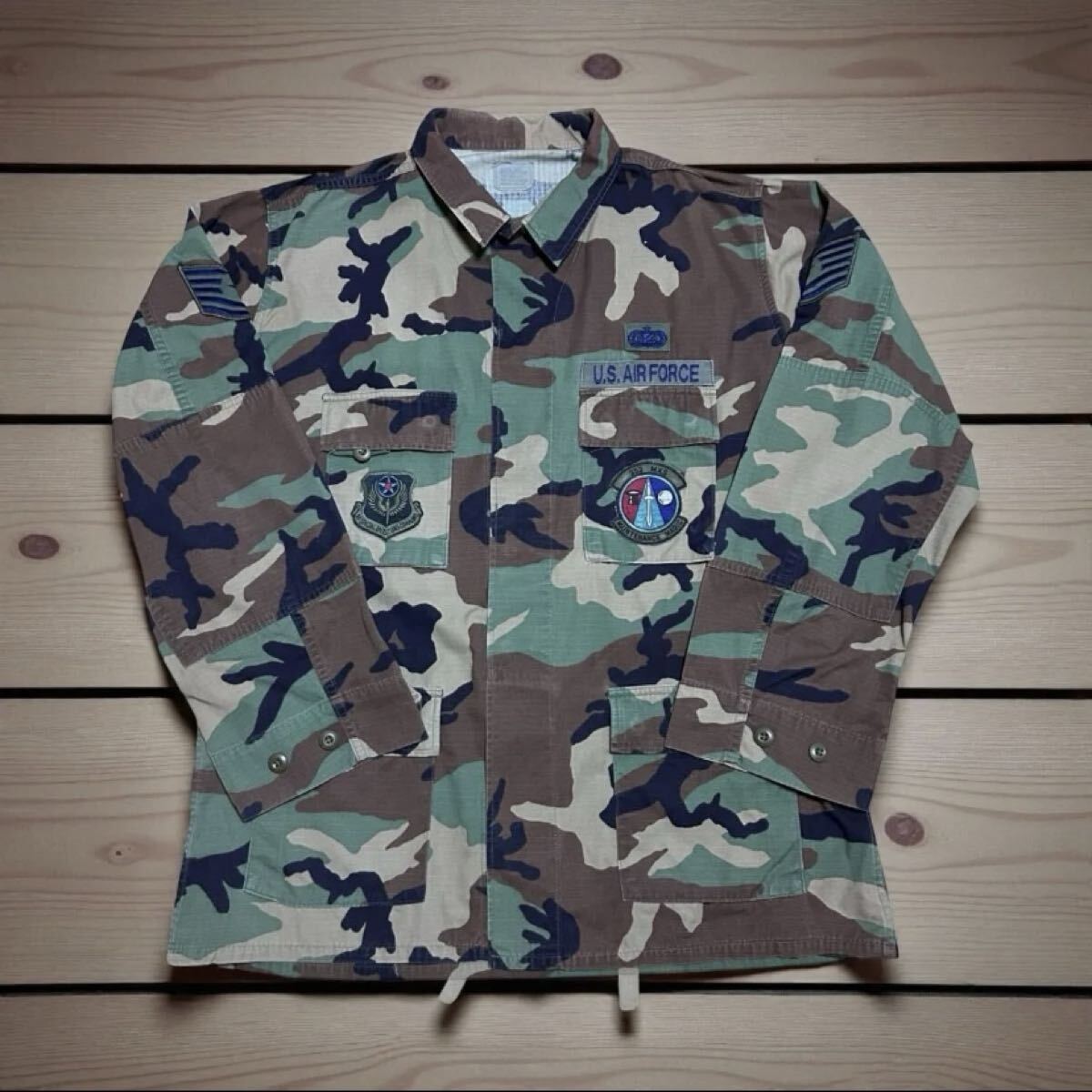 美品　大きいサイズ　US Air Force シャツジャケット　迷彩カモフラ　ワ