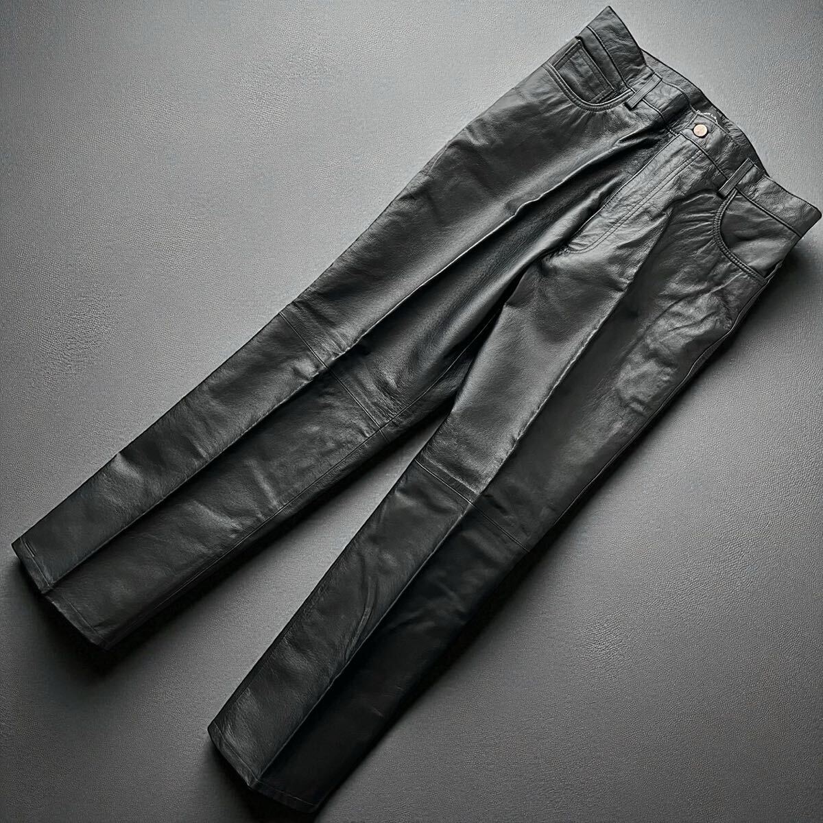レザーパンツ　バイク　本革　豚革　ブラック　黒　メンズ　ボトムス　L XL LL
