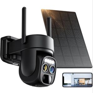 防犯カメラ 屋外 ソーラー 2K解像度 WiFi カメラ 監視カメラ 双眼レンズ