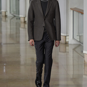 エルメス 2015コレクション多数採用 パンツ ウールカシミア 切替えインラインデザイン ミッドグレーー×ダークグレー サイズ38 定価15万円