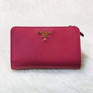 週末大特価美品 PRADA プラダ 二つ折り 財布 コンパクト ピンク バイカラ サフィアーノレザー サフィアーノ コンパクト