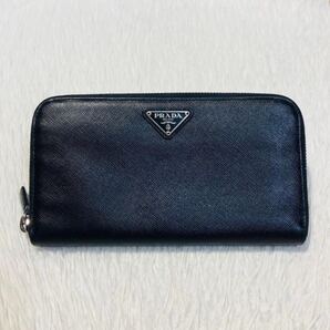 人気 即発送 PRADA プラダ 三角ロゴ ラウンドファスナー ロング 財布 黒