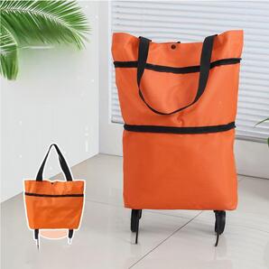 エコバッグ 【キャスター付】折り畳み 大容量 軽量 ショッピングカート オレンジ