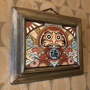 縁起物 開運 招福 運気アップ めで鯛 だるま カスタム アンティークフレーム 額縁付き オリジナル デザイン
